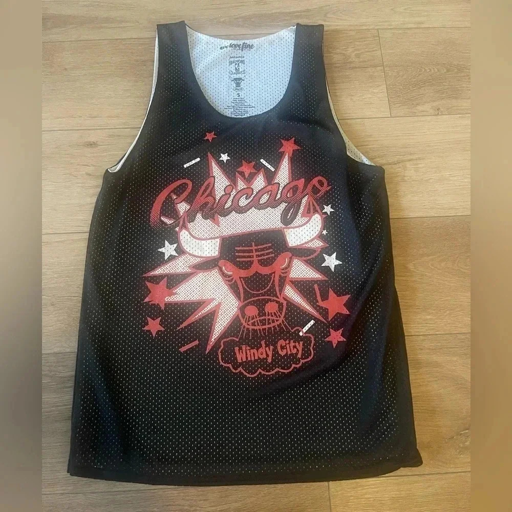 Chicago bulls hardwood classics we love fine mesh tank top jersey top men small
